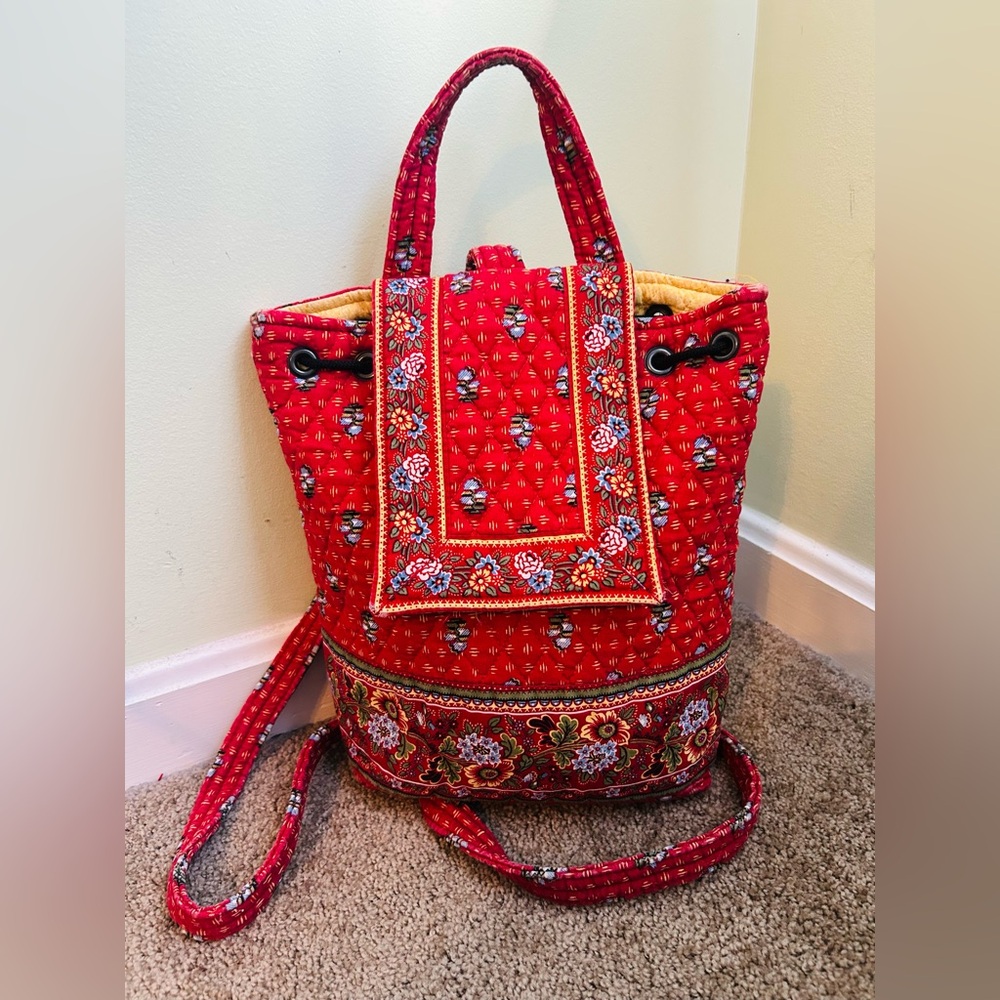 Vintage Vera Bradley Provincial Red Backpack - Picture 1 of 6